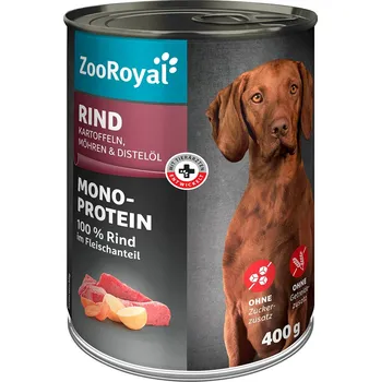 Krmivo pro psa ZooRoyal hovězí monoprotein s bramborami, mrkví a světlicovým olejem 6 × 400 g