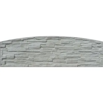 Plot Betonová deska plotová rádius-oblouk, jednostranná – 200 x 50 cm, štípaný kámen - šedý