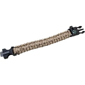 Lano Paracordový náramek s křesadlem, píšťalkou, kompasem camo