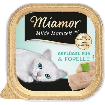 Krmivo pro kočku Miamor Milde Mahlzeit, čisté drůbeží a pstruh 32x100g