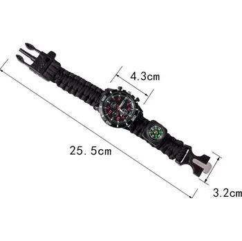 Paracord náramek - černý, s hodinkami 204cB