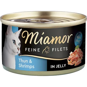 Krmivo pro kočku Miamor Feine Filets v želé s tuňákem a krevetami, 100g plechovka 24× 100 g