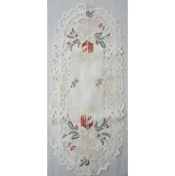 Svíčka UBRUS vyšívaný 40 x 90 vánoční červená svíčka