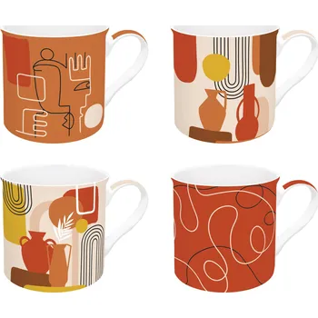 Easy Life, Itálie Easy Life - Porcelánové hrnky Terracotta v dárkové krabičce 4 ks - 300 ml Barva: jako na obrázku