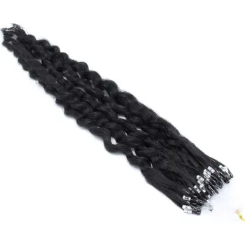 Příčesek 60cm vlasy pro metodu Micro Ring / Easy Loop 0,7g/pr. kudrnaté – černá