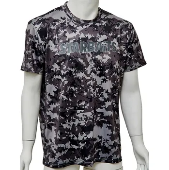 Rybářské oblečení Starbaits - Tričko Bank Grey Digi Cam Velikost: XXL