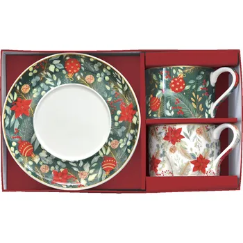 Easy Life, Itálie Easy Life - Porcelánové šálky a podšálky Christmas Joy v dárkové krabičce 2 ks - 240 ml