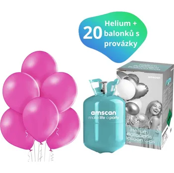 Balónek Helium sada + balónky 20 ks růžové 9053-10
