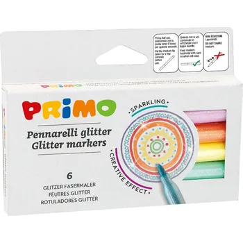 Primo Primo, M-6014PEN6M, vypratelné fixy, glitrové, 6 ks