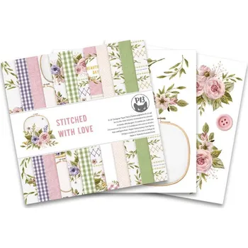 P13 Blok scrapbookových papírů Stitched with love 15x15cm
