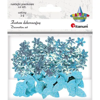 samolepka Dekorativní sada, flitry a samolepky, MODRÁ, 3g + 12 ks samolepek