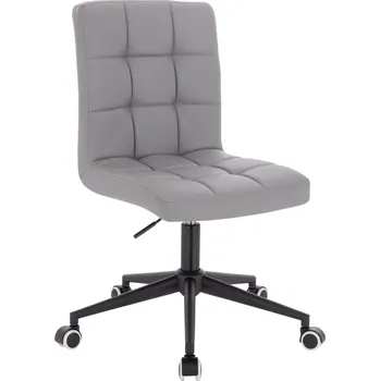 Kosmetické křeslo ekokůže Vestland na černé podstavě s kolečky - šedé