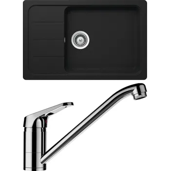 Granitový dřez Set Schock S24-6 (dřez Formhaus D-100LS Onyx + baterie Cosmo Chrom)