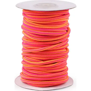 Textilní guma Oděvní pruženka do mikin/kapucí 5mm 3m růžová neon - oranžová
