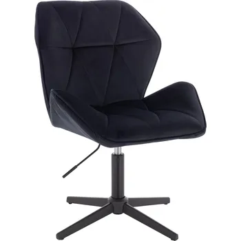 Otočné křeslo velur Horten XL na černém kříži - černé