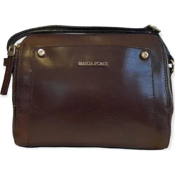 Marta Ponti kožená crossbody se zlatým zdobením - hnědá A 120012.RUF