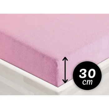 Prostěradlo Froté napínací prostěradlo na vysokou matraci FR-008 Růžová lila 200 x 200 - výška 30 cm