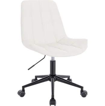 Otočné křeslo ekokůže Voss na černé podstavě s kolečky - bílé