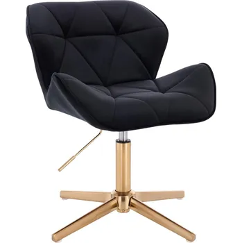 Kosmetická židlička velur Horten na zlatém kříži - černé