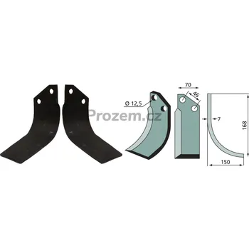 Fréza Frézovací nůž levý pro Muratori, 12002901, 46/12,5/168 mm