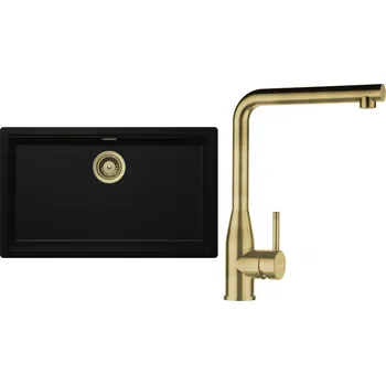 Granitový dřez Set Schock S29-13 (dřez Kiruna N-100XL Night + baterie Keto White Gold + komponenty White Gold)