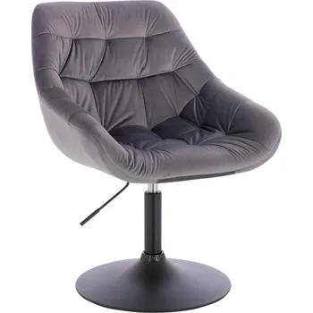 Otočné křeslo Oslo velur na černém talíři - tmavě šedé