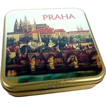 Dóza na potraviny PRAHA HRADČANY plechová dóza 7414/40 OH Pražský hrad a Karlův most