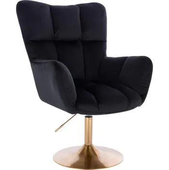 Otočné křeslo Alta velur na zlatém talíři - černé
