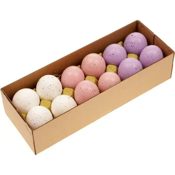 Velikonoční dekorace Autronic Kropenatá vajíčka, bílo-růžovo-fialová kombinace, cena za 12ks v krabičce. Pravá VEL6009