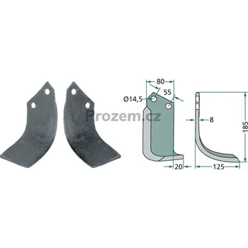 Pracovní nůž Frézovací klenutý nůž levý pro Sicma, 55/14,5/185 mm