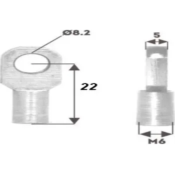 Kabelové oko Koncový úchyt OKO Fi 8mm, M6, DŁ. 22MM