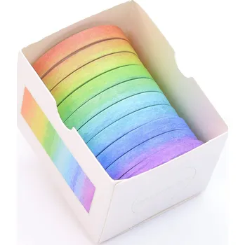 Náplň do diáře CuteArt Sada tenkých Washi pásek: Watercolor Rainbow