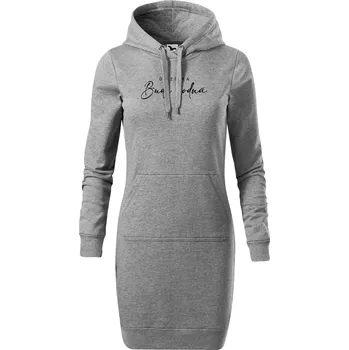 Dámské MIKINOVÉ ŠATY - Od zítra budu hodná (ŠEDÝ MELÍR) Barva: Šedý melír, Barva potisku: Černý, Velikost: M