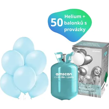 Balónek Helium sada + balónky 50 ks světle modré 9056-03