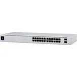 Ubiquiti UniFi Switch 24 PoE Switch, 24x Gbit LAN, 2x SFP port, PoE+, 802.3af/at, PoE budget 95W, dotykový displej, fanless USW-24-POE