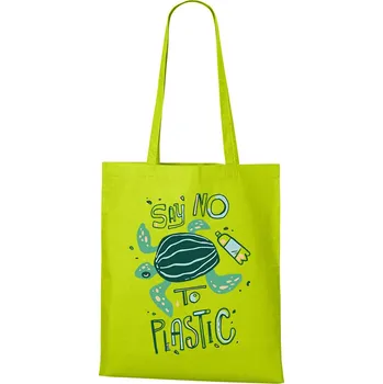 Plátěná taška Stop plastům!, Barva Limetková, Velikost 40×45 cm, Canvas Nákupní taška Bezvatriko.cz 1737