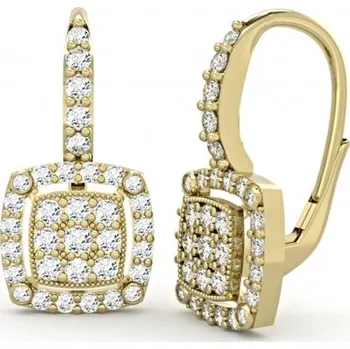 Náušnice Couple, Třpytivé náušnice Kostka, žluté zlato se zirkony, 585-66-3-0353.0Z00.0.00.001.08