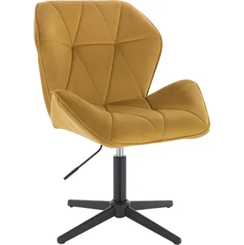 Otočné křeslo velur Horten XL na černém kříži - hořčicové