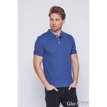 Pánské tričko GloStory Pánské polo tričko basic modré Barva: Modrá, Velikost: M