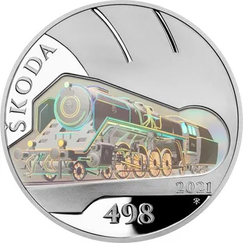 Česká mincovna Stříbrná mince 500 Kč Parní lokomotiva Škoda 498 Albatros 2021 Proof 25 g