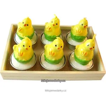 Svíčka Čajová svíčka tvarovaná, motiv Kuře - balení 12 ks