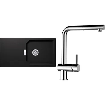 Granitový dřez Set Schock S18-11 (dřez Manhattan D-100L Nero + baterie Epos.120 Chrom)