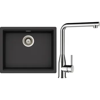 Granitový dřez Set Schock S28-12 (dřez Kiruna N-100L Dusk + baterie Keto Masivní nerezová ocel + komponenty Nerez)