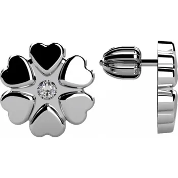 Náušnice Couple, Romantické náušnice Flower, bílé zlato se zirkonem, 585-68-3-0583.1B00.0.00.001.05