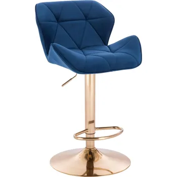 Barová židle Barová židle velur Horten na zlatém talíři - modré