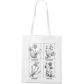 Plátěná taška s druhy květin, Barva Bílá, Velikost 40×45 cm, Canvas Nákupní taška Bezvatriko.cz 1734 -