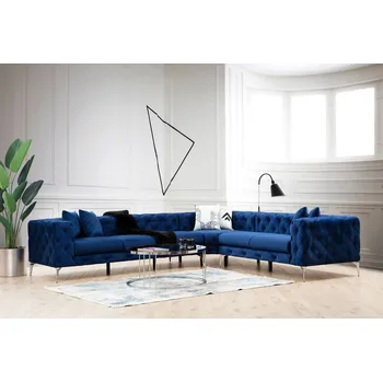 Sedací souprava Designová rohová sedačka Rococo modrá - levá