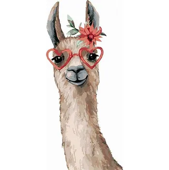 Lama s brýlemi, 40×50 cm, bez rámu a bez vypnutí plátna