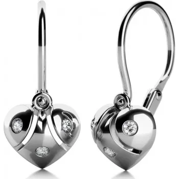 Šperk Couple, Zajímavé dětské náušnice Greta z bílého zlata se zirkony, 585-68-3-0625.1B00.0.00.001.14