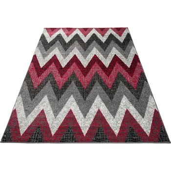 Koberec Moderní koberec Jawa - čáry 1 - šedý/červený Rozměr koberce: 80x150 cm